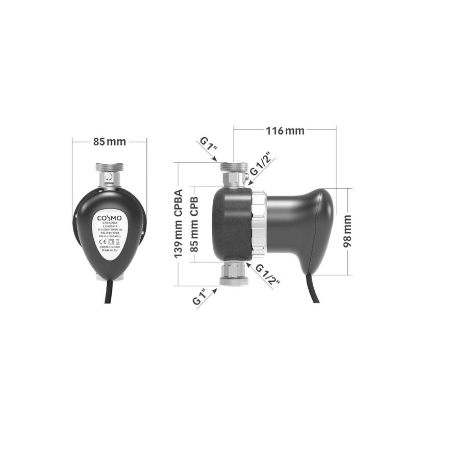 COSMO Zirkulationspumpe Trinkwasser 1/2" IG mit Kabel