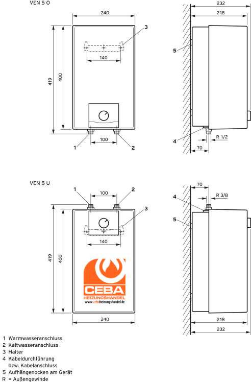 Vaillant Speicher eloSTOR VEN 5/7U plus 5 Liter Untertisch