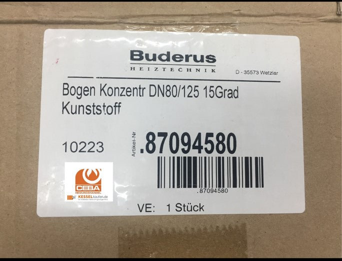 Buderus Konzert. DN80/125 15Grad Kunststoff Artikel-Nr.: 87094580