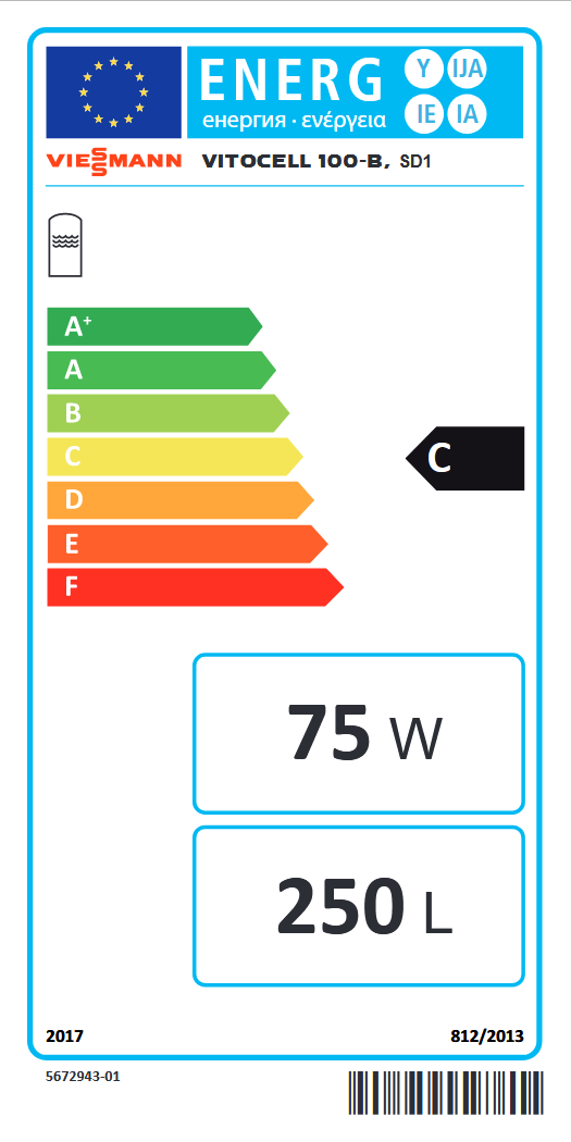 Viessmann Vitosol 141-FM, Typ SVKF mit Vitocell 100-B CVBA und SD1