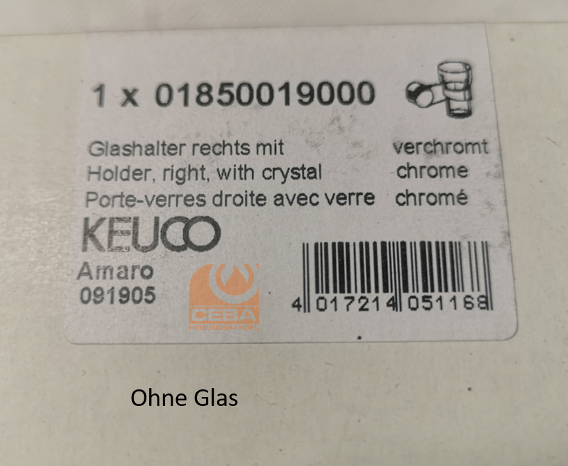 KEUCO Amaro Glashalter rechts verchromt - OHNE Glas - Artikelnummer: 01850019000