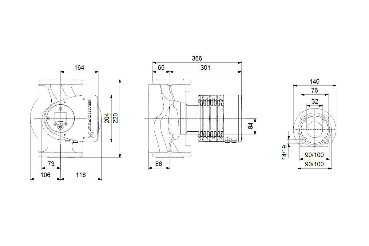 MAGNA3 40-120 F PN 6/10,1x230V,Länge=250mm