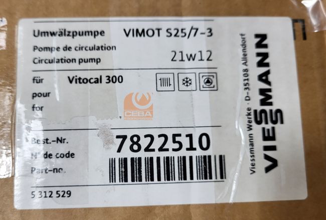 Viessmann Umwälzpumpenmotor VIMOT S 25/7-3 - Artikelnummer: 7822510