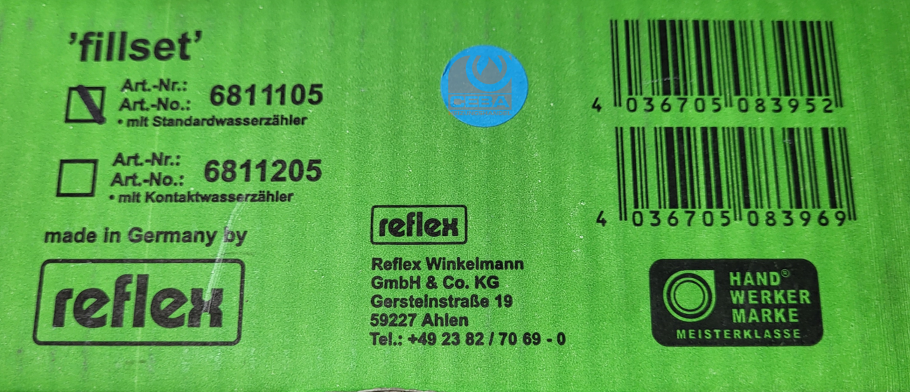 Reflex Fillset Kombiarmatur zur Wassernachspeisung #6811105