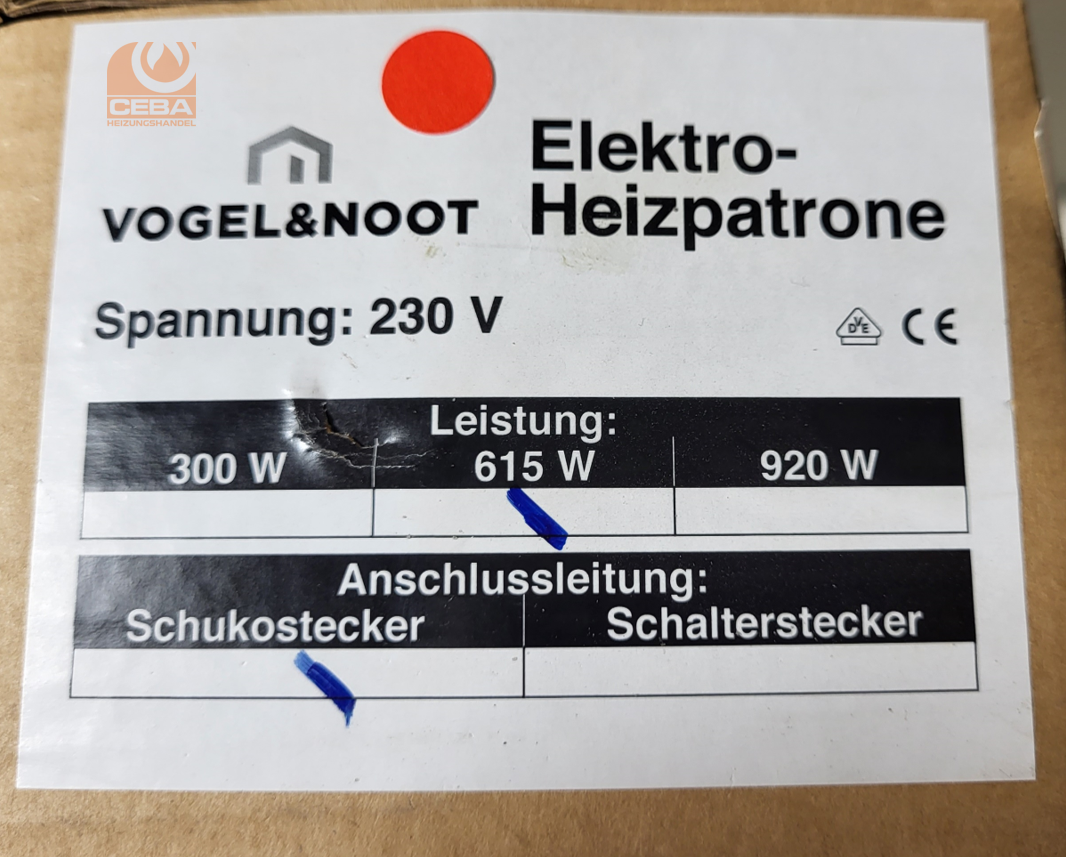 Vogel & Noot/COSMO Elektro-Heizstab EH 615 Bad- und Design-HK m. Schukostecker